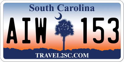 SC license plate AIW153