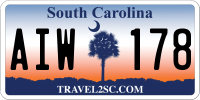 SC license plate AIW178