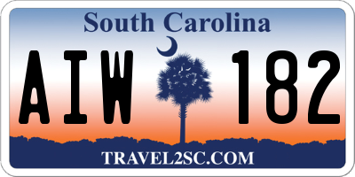 SC license plate AIW182
