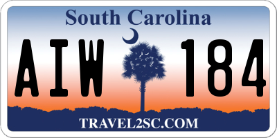 SC license plate AIW184