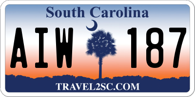 SC license plate AIW187