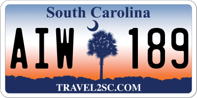 SC license plate AIW189