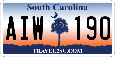 SC license plate AIW190