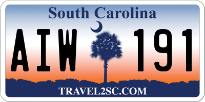 SC license plate AIW191