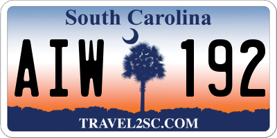 SC license plate AIW192