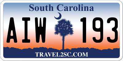 SC license plate AIW193