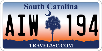 SC license plate AIW194