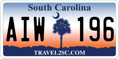 SC license plate AIW196