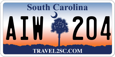SC license plate AIW204