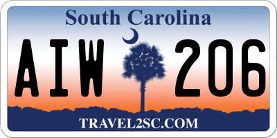 SC license plate AIW206