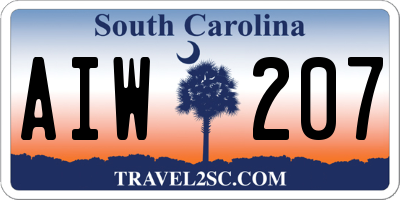 SC license plate AIW207