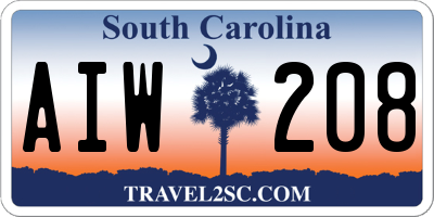 SC license plate AIW208