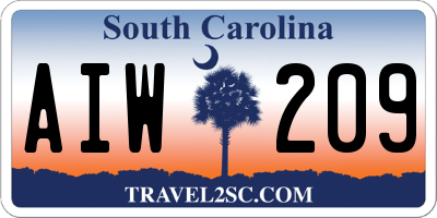 SC license plate AIW209