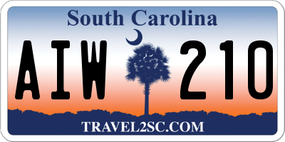 SC license plate AIW210