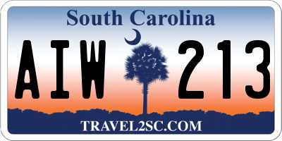 SC license plate AIW213