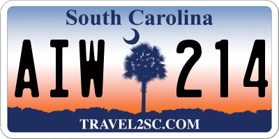 SC license plate AIW214
