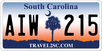 SC license plate AIW215