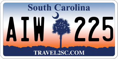 SC license plate AIW225