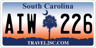 SC license plate AIW226