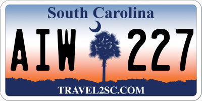 SC license plate AIW227