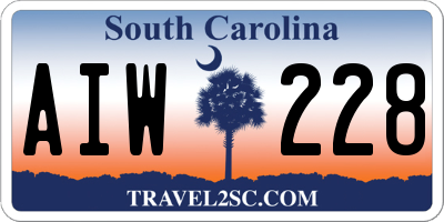 SC license plate AIW228
