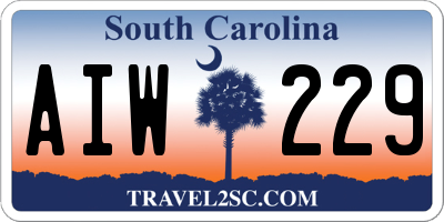 SC license plate AIW229