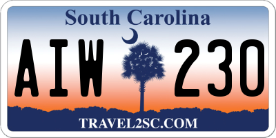 SC license plate AIW230