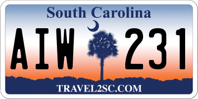 SC license plate AIW231