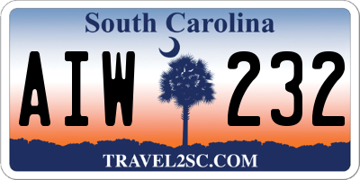 SC license plate AIW232