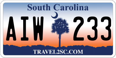 SC license plate AIW233