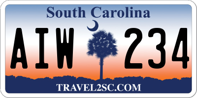 SC license plate AIW234