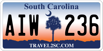 SC license plate AIW236
