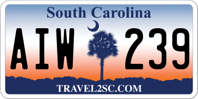 SC license plate AIW239