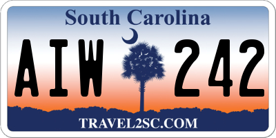 SC license plate AIW242