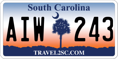 SC license plate AIW243