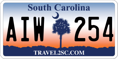 SC license plate AIW254