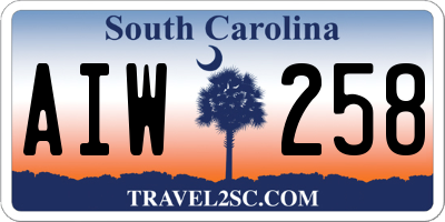 SC license plate AIW258