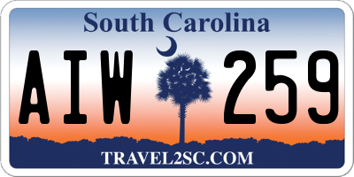 SC license plate AIW259