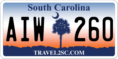 SC license plate AIW260