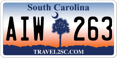 SC license plate AIW263