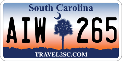 SC license plate AIW265