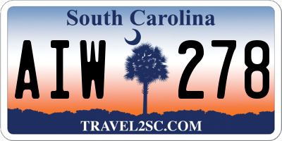 SC license plate AIW278