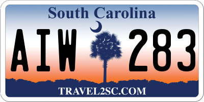 SC license plate AIW283
