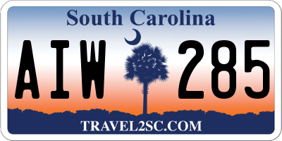 SC license plate AIW285