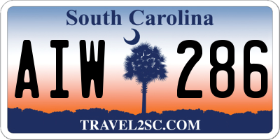 SC license plate AIW286