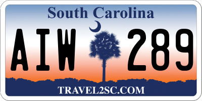 SC license plate AIW289