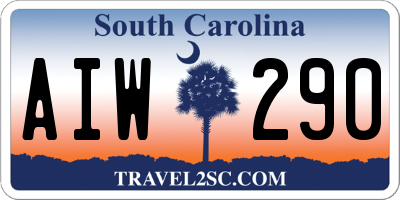 SC license plate AIW290