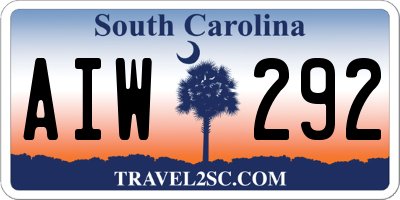 SC license plate AIW292