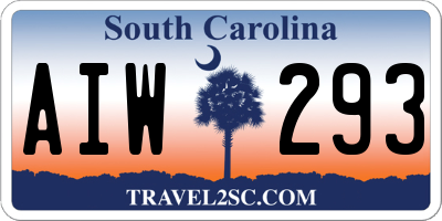 SC license plate AIW293