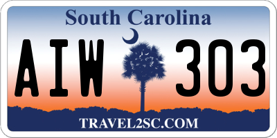 SC license plate AIW303